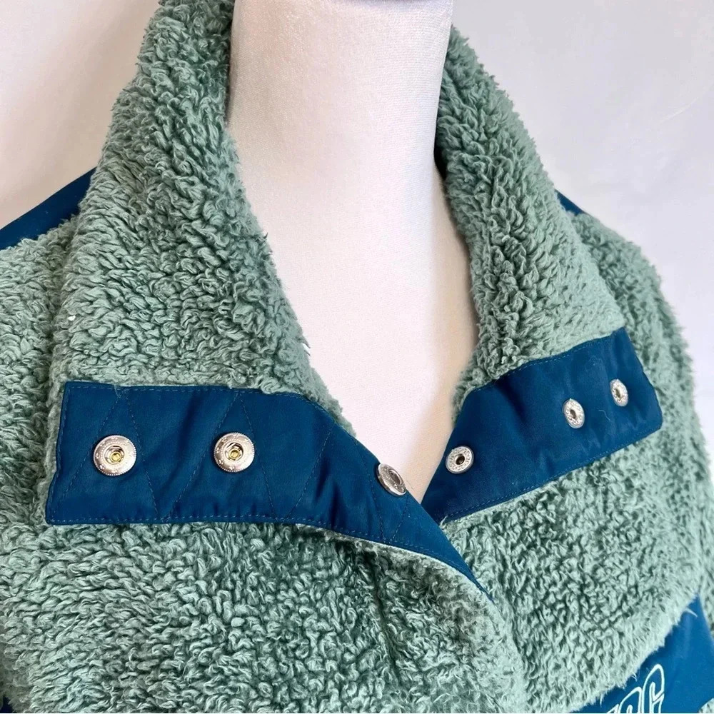 Ugg Gayle Sherpa Half Zip Fleece Jacket Hidden Pocket Green Womens size Small - Picture 4 of 17